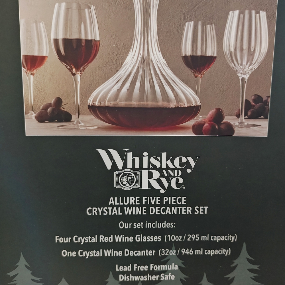 Godinger Crystal Wine Decanter Set with Red Accents.  Acrylic